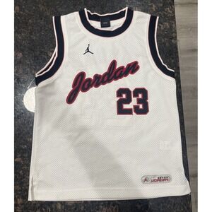 Vintage Air Jordan #23 Stitched Jersey White/Red/Black- Mens Size Small